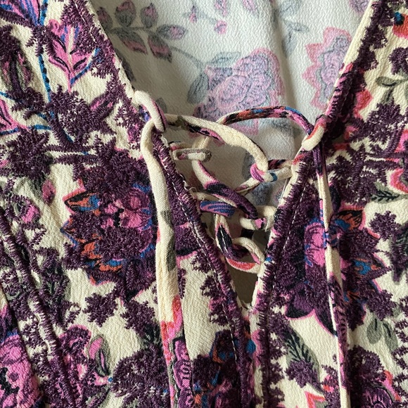 Torrid | Babydoll Floral Crepe Embroidered Lace Up Top - Picture 10 of 10
